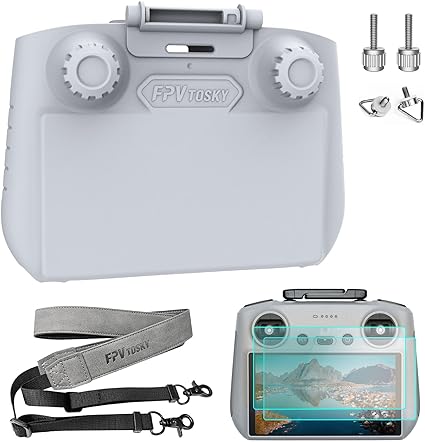 FPVtosky 3-IN-1 Mini 4 Pro RC 2 Sun Hood protective Cover + 2 Screen Protector + Lanyard Bundle