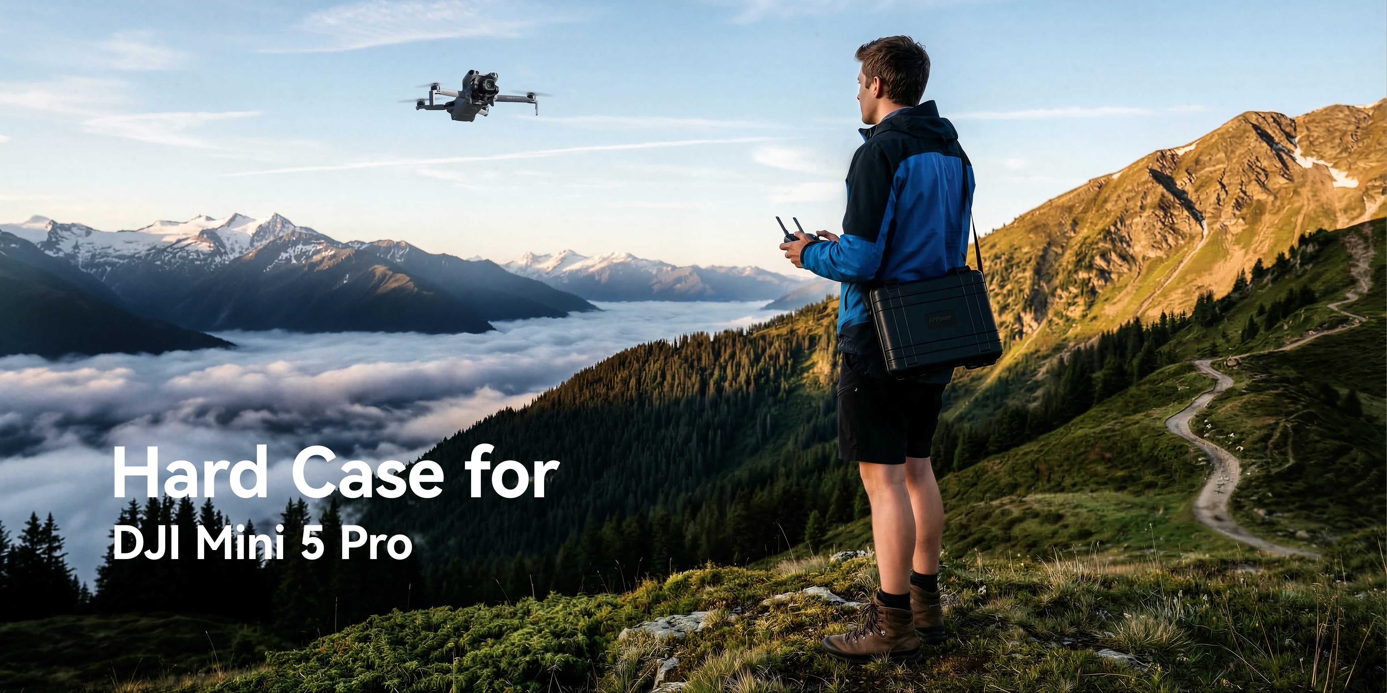 FPVtosky hard case for DJI Mini 5 Pro on a mountain flight trip