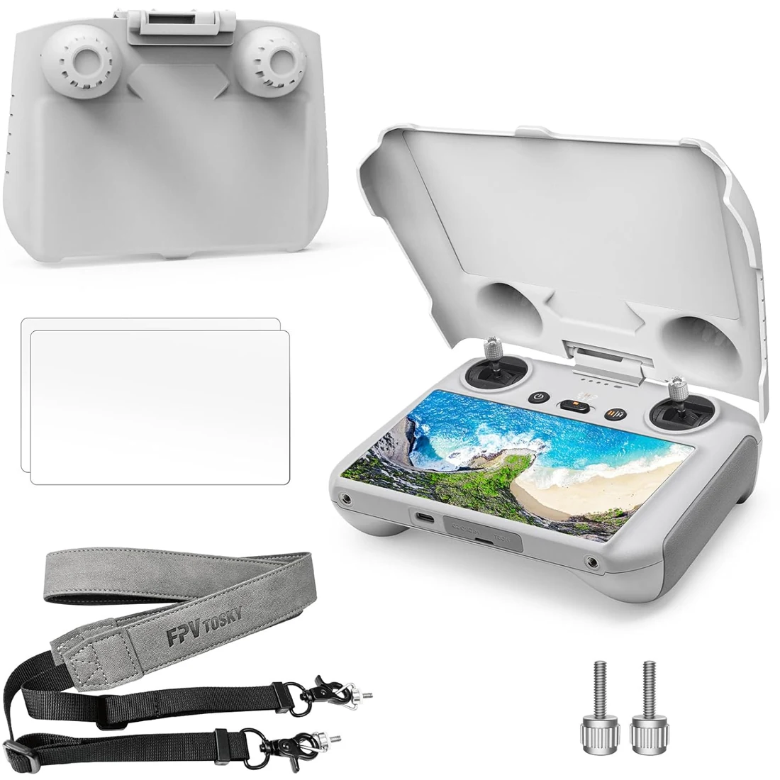 3-IN-1 Mini 3 RC Sun Hood Cover + Screen Protector + Lanyard Bundle