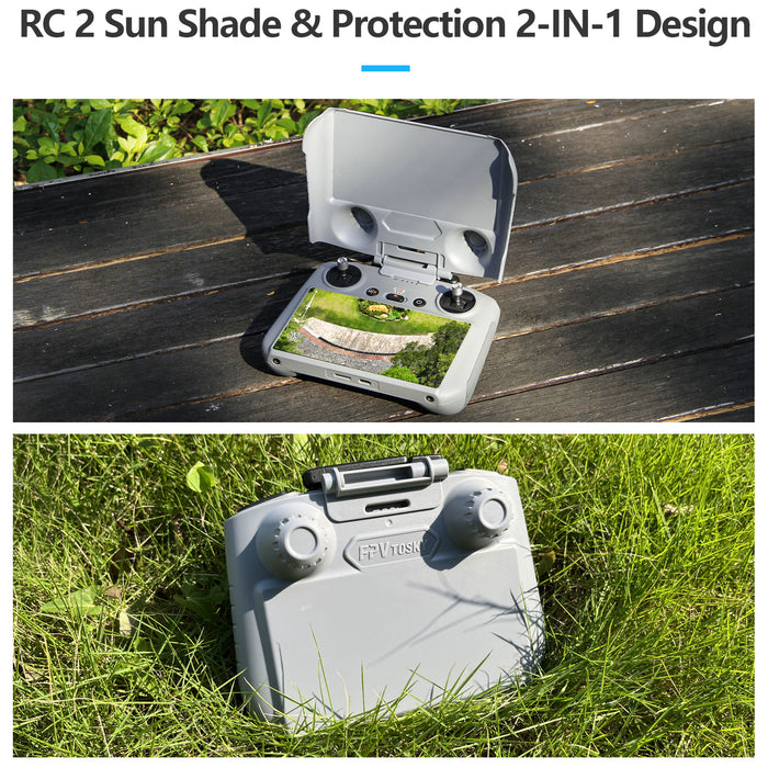 2-in-1 Mini 5/4 Pro RC 2 Sun Hood & RC2 Protective Cover, Sun Shade Screen Protector for DJI Air 3S/ Mini5/4 Pro RC2 Remote Controller Protection Accessories