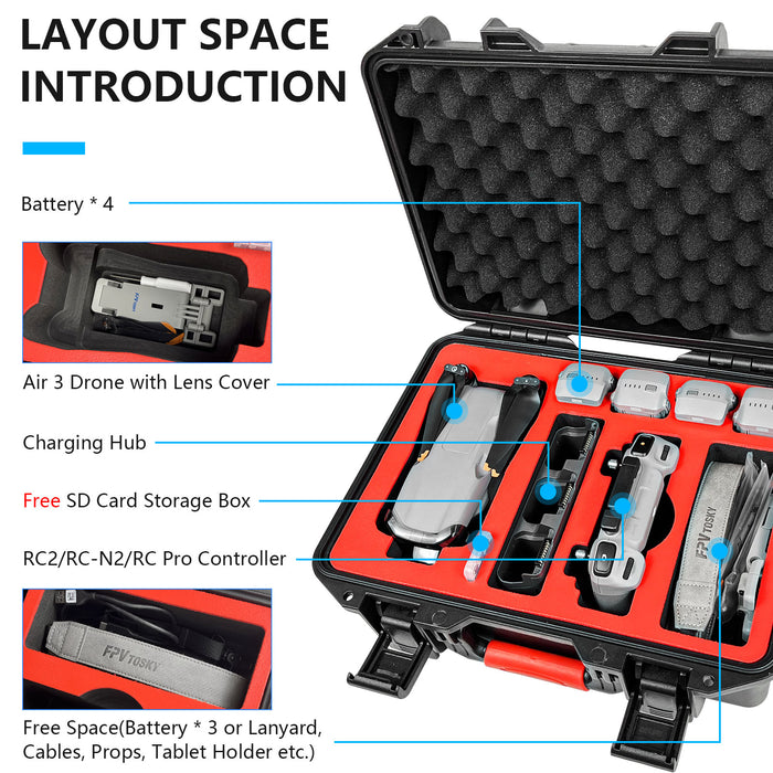 FPVtoksy Hard Case for DJI Air 3 / Fly More Combo