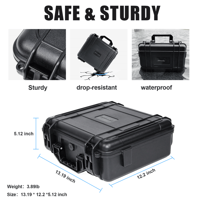 FPVtosky Waterproof Hard Case for DJI Mini 3/ Mini 3 Pro, Free Props Strap and MicroSD Card Case Included