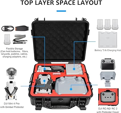 FPVtosky Dual Layer Hard Case for DJI Mini 4 Pro/Fly More Combo