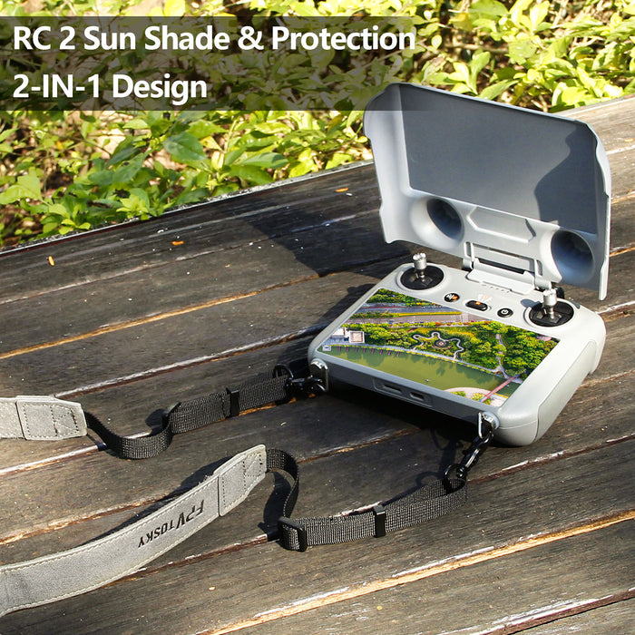 2-in-1 Mini 5/4 Pro RC 2 Sun Hood & RC2 Protective Cover, Sun Shade Screen Protector for DJI Air 3S/ Mini5/4 Pro RC2 Remote Controller Protection Accessories