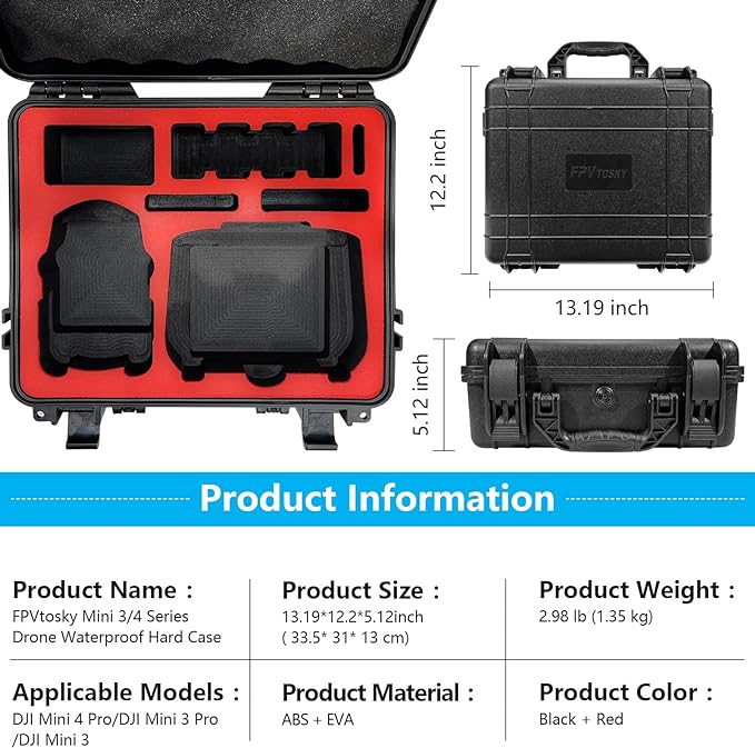 FPVtosky Hard Case for DJI Mini 4 Pro/Mini 3 pro