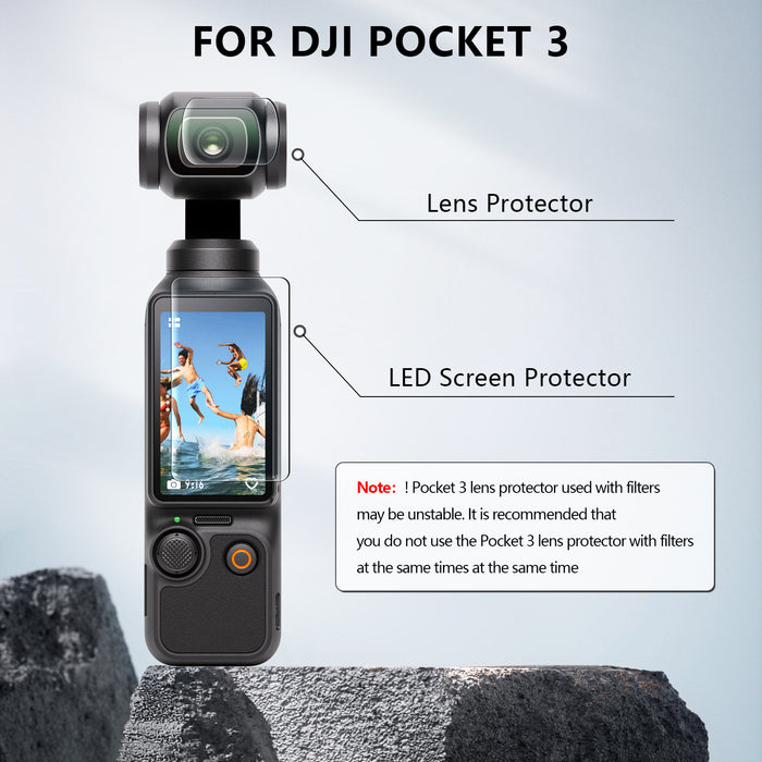 Screen Protector for Pocket 3 (4 Pack), Tempered Glass LCD Display Film Screen Protective Cover for Pocket 3, Ultra HD, 9H Hardness, Scratch Resistant