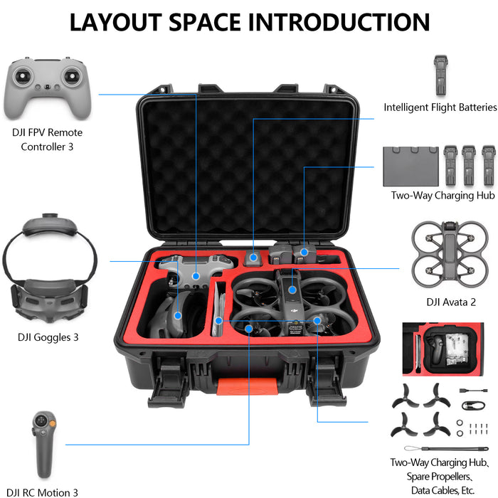 FPVtosky Hard Case for DJI Avata 2 Drone/Fly More Combo
