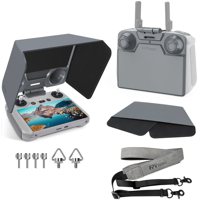 FPVtosky RC 2 Sun Hood Shade with Lanyard for DJI Mini 5/4 Pro/DJI Air 3 Accessories,RC2 Controller Screen Protector Joystick Cover，Kit includes RC 2 Sun Hood Cover, RC 2 Lanyard
