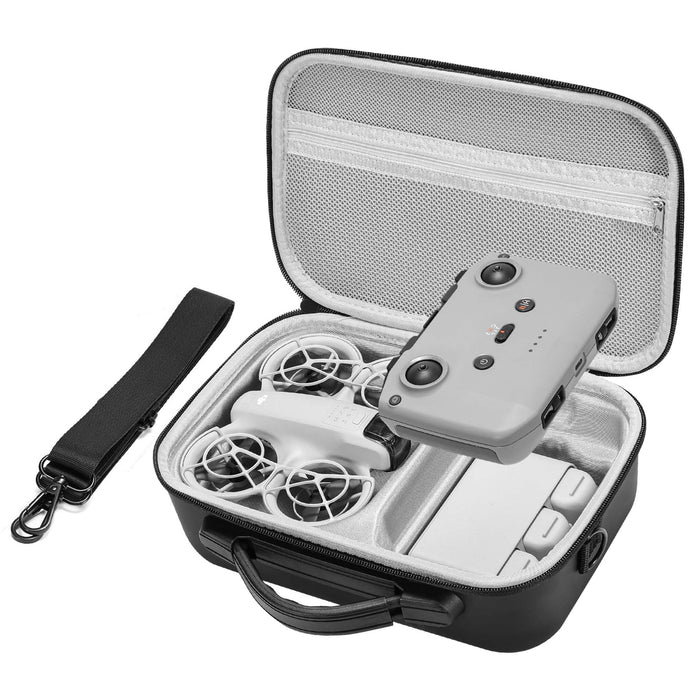 Neo Drone Case with Shoulder Strap, PU Leather Neo Travel Carrying Bag Storage Box for DJI Neo Fly More Combo and RC-N3 Controller, Battery Charging Hub Accesstories, Black