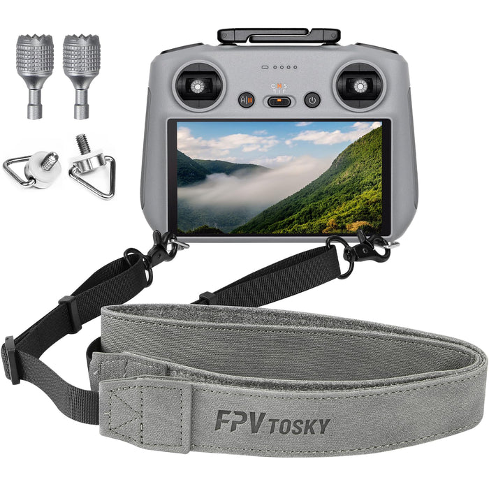 Neck Lanyard with Joystick for DJI RC/RC 2, Compatible with DJI Mini 5/4 Pro/Mini 3/ Mavic 3 Classic/Air 3 Remote Controller Accessories, PU Leather Shoulder Strap and 1 Pair of Rocker