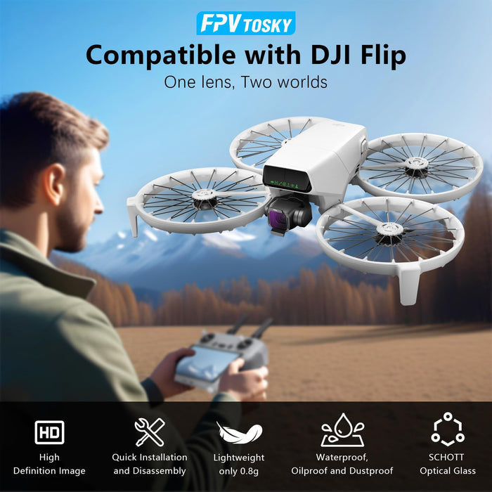 FPVtosky Black Mist ND Filter Set for DJI Flip Accessories, 4 Pack Black Diffusion Filter & ND16 ND64 ND256 HD Optical Glass Multi-Coated Neutral Density Filters
