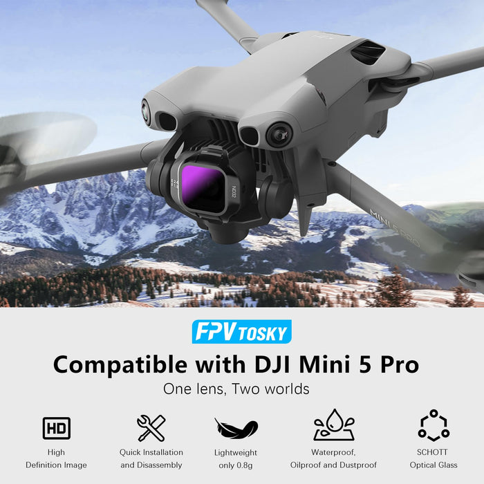 Mini 5 Pro ND Filter Set, Filters Kit Compatible with DJI Mini 5 Pro Accessories, 4 Pack (CPL, ND8, ND32, ND128)