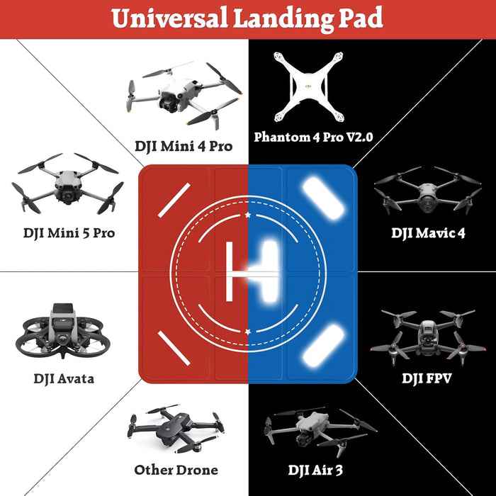 FPVtosky Nighttime Reflective Drone Landing Pad, Fast-fold Double Sided Waterproof Landig Pad Weighted for DJI Mini 5 Pro/ 4/3 Pro/Mini 4k / Mavic 4 / Air 3s/ Avata 2/ Neo/Flip