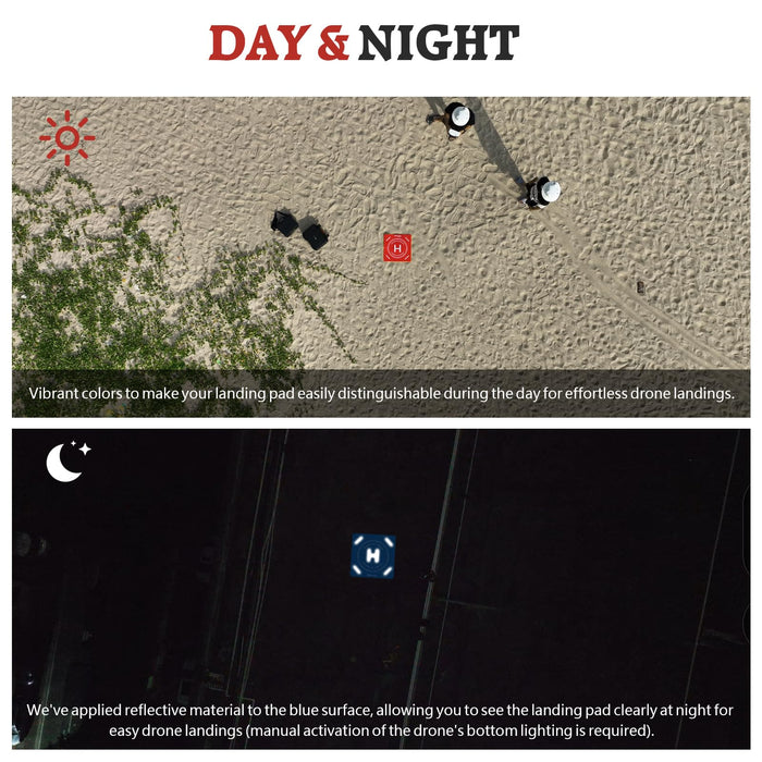 FPVtosky Nighttime Reflective Drone Landing Pad, Fast-fold Double Sided Waterproof Landig Pad Weighted for DJI Mini 5 Pro/ 4/3 Pro/Mini 4k / Mavic 4 / Air 3s/ Avata 2/ Neo/Flip