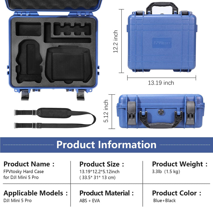 FPVtosky Waterproof  Hard Case for DJI Mini 5 Pro/Fly More Combo/Plus(4 colors)