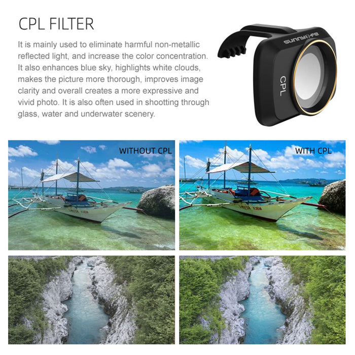 ND Filter ket for DJI Mavic Mini2/2SE/4K Drone, Mini 4K Lens Filter kit Accessories, 4 Pack-(CPL, MCUV, ND4, ND8)