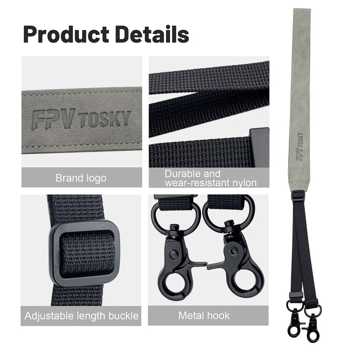 Neck Lanyard with Joystick for DJI RC/RC 2, Compatible with DJI Mini 5/4 Pro/Mini 3/ Mavic 3 Classic/Air 3 Remote Controller Accessories, PU Leather Shoulder Strap and 1 Pair of Rocker