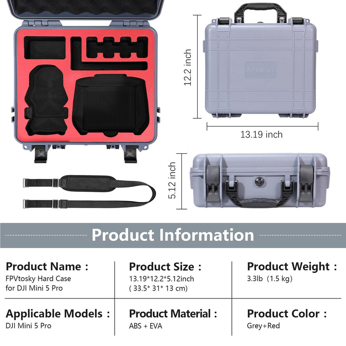 FPVtosky Waterproof  Hard Case for DJI Mini 5 Pro/Fly More Combo/Plus(4 colors)
