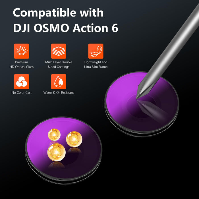 AMAZEAR ND & CPL Filters Set for DJI OSMO Action 6（ND16 + ND64 + ND256 + CPL）