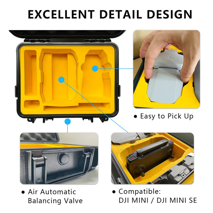 Judunmsk Waterproof Hard Case - Compact Portable Carrying Case for DJI Mini 2 SE/4K/Mini 2 Fly More Combo