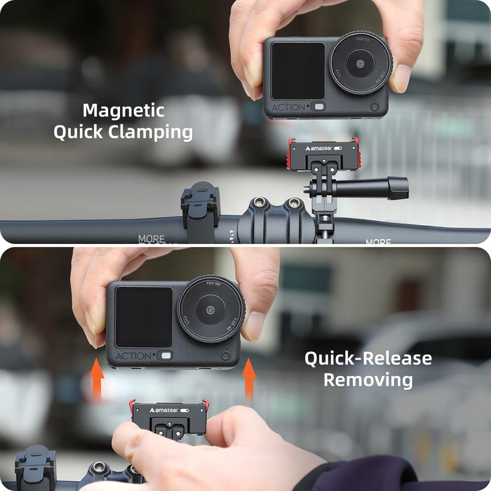 AMAZEAR Aluminum Alloy 360° Rotation Magnetic Quick-Release Mount for DJI OSMO Action 6 / Nano/Xtra Accessories