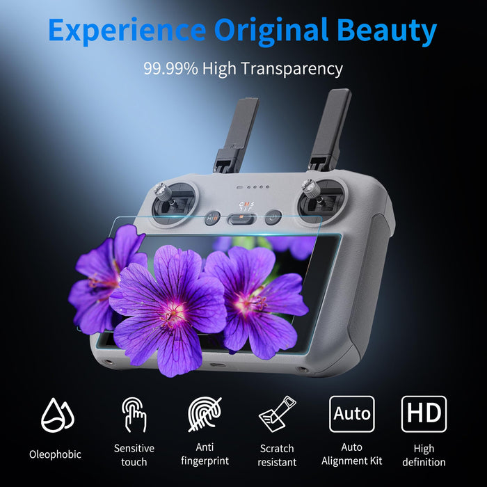 3-IN-1 Mini 4 Pro RC 2 Sun Hood protective Cover + 2 Screen Protector + Lanyard Bundle+Screen Protector for DJI Mini 4 Pro with Auto Alignment Kit for DJI RC/ RC2 Remote Controller