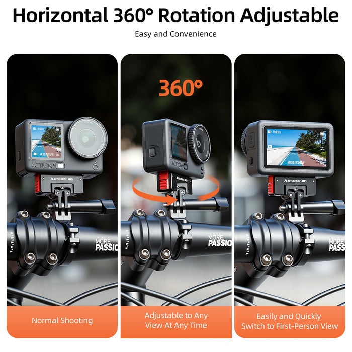 AMAZEAR Aluminum Alloy 360° Rotation Magnetic Quick-Release Mount for DJI OSMO Action 6 / Nano/Xtra Accessories